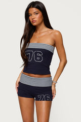 76 Stripey Fold Over Tube Top