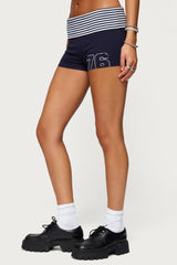 76 Stripey Fold Over Shorts