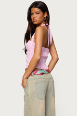 Caitie Striped Buckle Halter Top