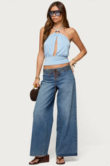 Khalia Backless Cut Out Halter Top