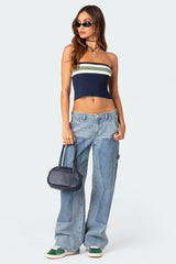 Faded Wash Low Rise Baggy Carpenter Jeans