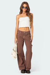 Ruffled Hem Tube Top