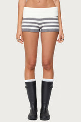 Saphi Striped Foldover Knit Shorts