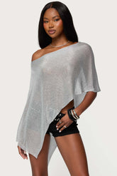 Azalia Asymmetric Knit Poncho