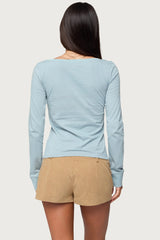 Steffey Scoop Neck Henley Top