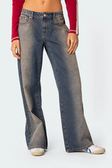 Raelynn Washed Low Rise Baggy Jeans