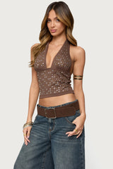 Jackie Stud & Grommet Halter Top