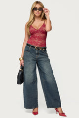 Nolyn Sheer Lace V Neck Bodysuit