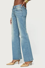 Jenni Washed Low Rise Flared Jeans