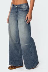 Skater Girl Washed Low Rise Baggy Jeans