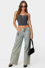 June Tie Front Strapless Corset