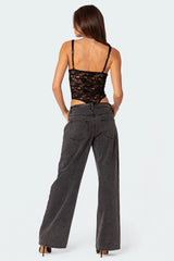 Lace & Satin Effect Cupped Bodysuit