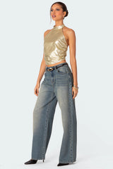 Karter Metallic Halter Top