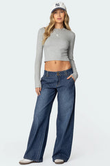 Cory Striped Low Rise Baggy Jeans
