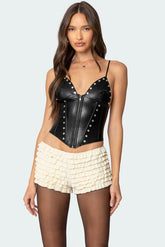 Studded Faux Leather Corset
