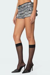 Camo Ruffled Mesh Shorts