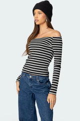 Nelligan Striped Off Shoulder Top