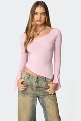 Rayna Cowl Neck Asymmetric Top