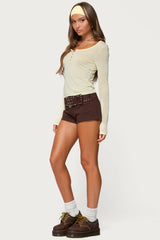 Ria Sheer Long Sleeve Henley Top