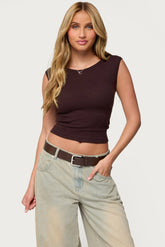 Jarah Pointelle Knit Boat Neck Top