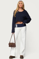 8 Contrast Fold Over Wide Leg Pants