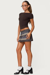 Kezi Mixed Pattern Tailored Mini Skirt
