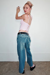 Petite Vyxen Vintage Washed Low Rise Baggy Jeans