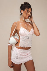 Nelley backless beaded sequin chiffon top