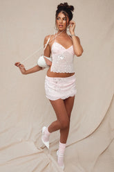 Nelley Beaded Sequin Chiffon Mini Skirt