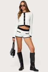 Mara Contrast Textured Knit Shorts