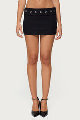 Havana Grommet Ribbed Foldover Mini Skort