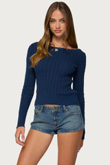 Larah Boat Neck Cable Knit Sweater