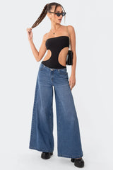 Vivie Ribbed Cut Out Bodysuit