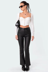 Petite Luna Faux Leather Flare Jeans