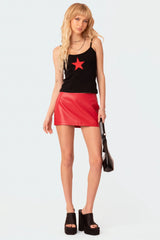 Noa Low Rise Faux Leather Micro Skirt