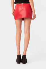 Noa Low Rise Faux Leather Micro Skirt