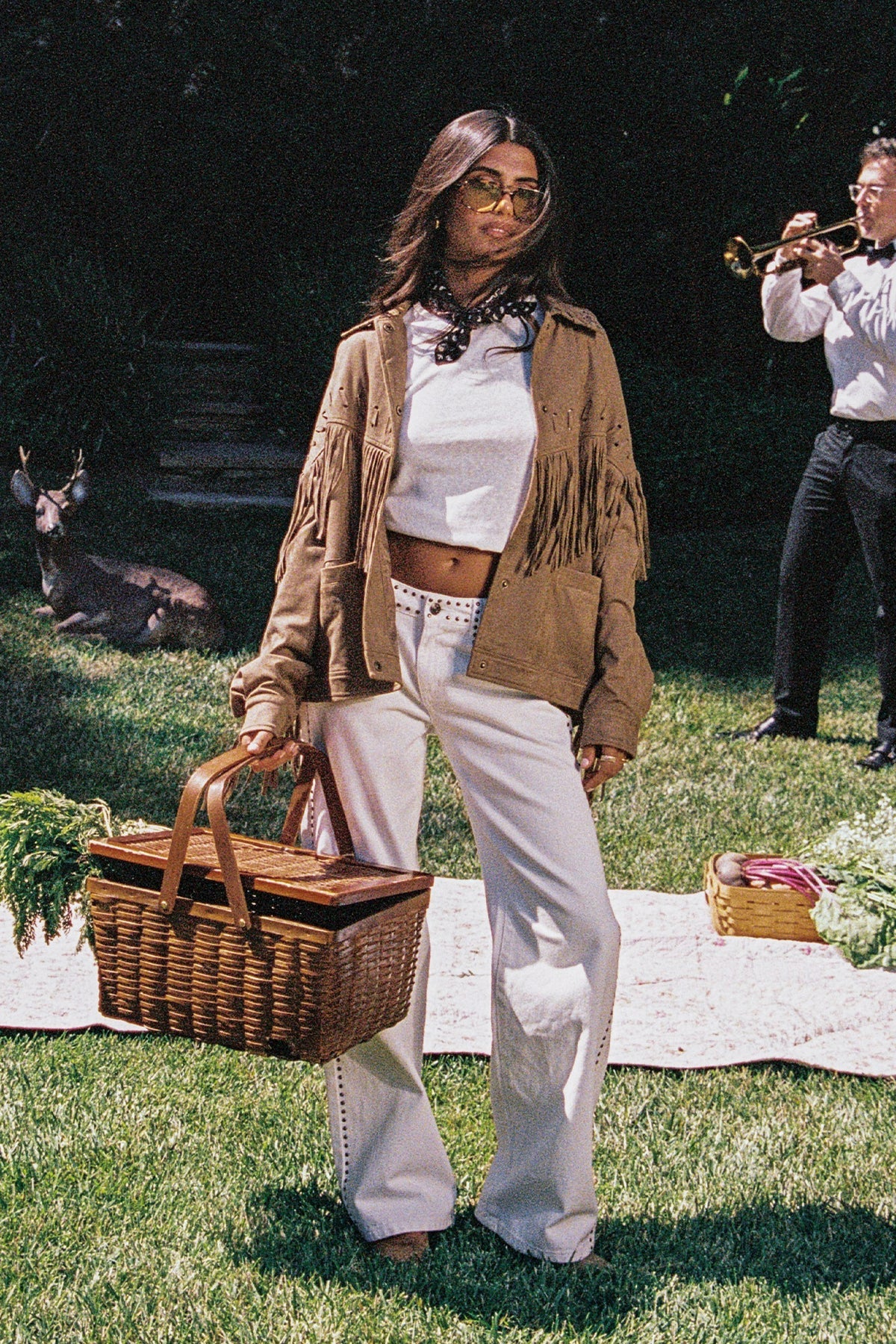 Evonka Fringe Faux Suede Jacket