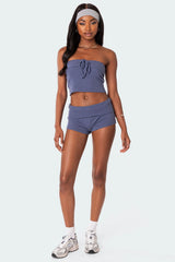 Lizzy Foldover Waffle Tube Top