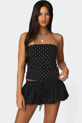 Polka Dot Built In Bra Tube Top