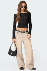 Textured Sheer Boat Neck Top