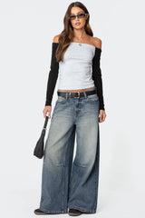 Contrast Off Shoulder Top