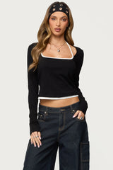 Ksenia Contrast Layered Square Neck Top