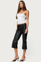 Lexy Faux Leather Flared Capri Pants