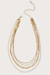 Layered Rhinestone Chain Necklace