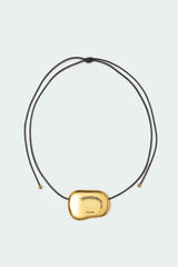 Abstract Stone Pendant Cord Necklace