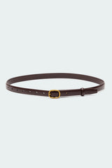Oval Buckle Faux Leather Belt