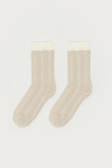 Contrast Fuzzy Cable Knit Socks
