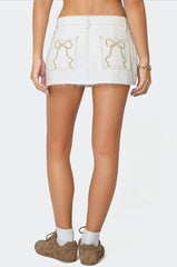 Bow Denim Mini Skort