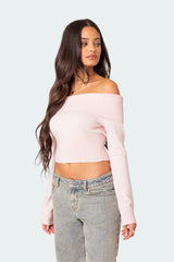 Minnie Cropped Fold Over Knit Top