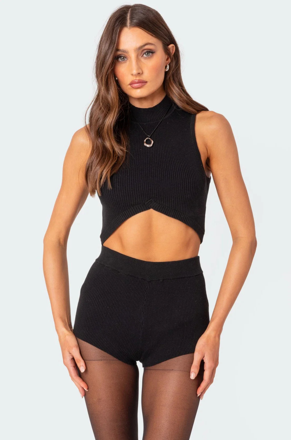 Marcus High Neck Knit Crop Top